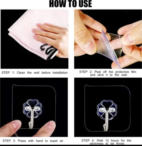 Transparent Adhesive Wall Hooks - Damage-Free and Versatile - Image 5