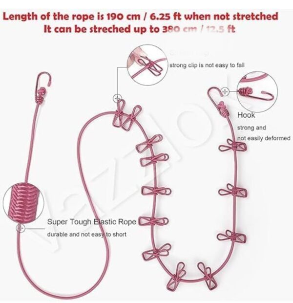 Clothesline with 12 Clips - Image 6